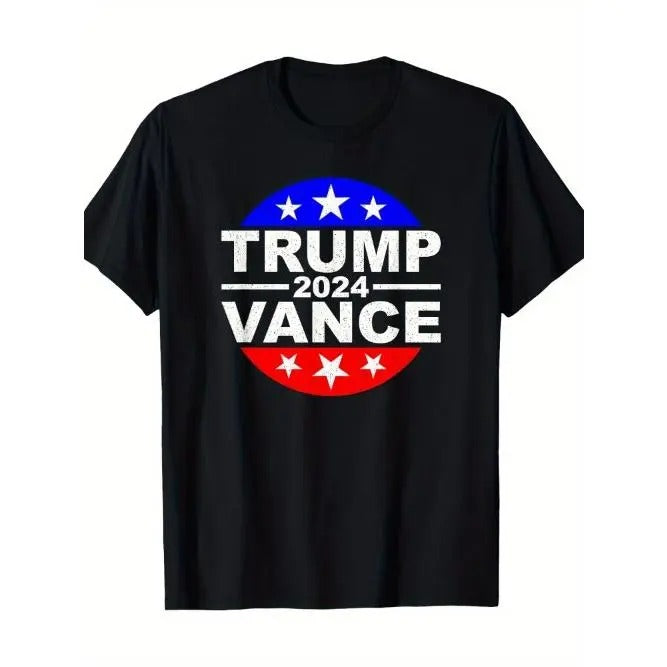 TRUMP 2024 VANCE Pattern T-Shirt, Men's Sports T-Shirt Comfortable and Versatile, Suitable for Spring, Summer and Autumn...