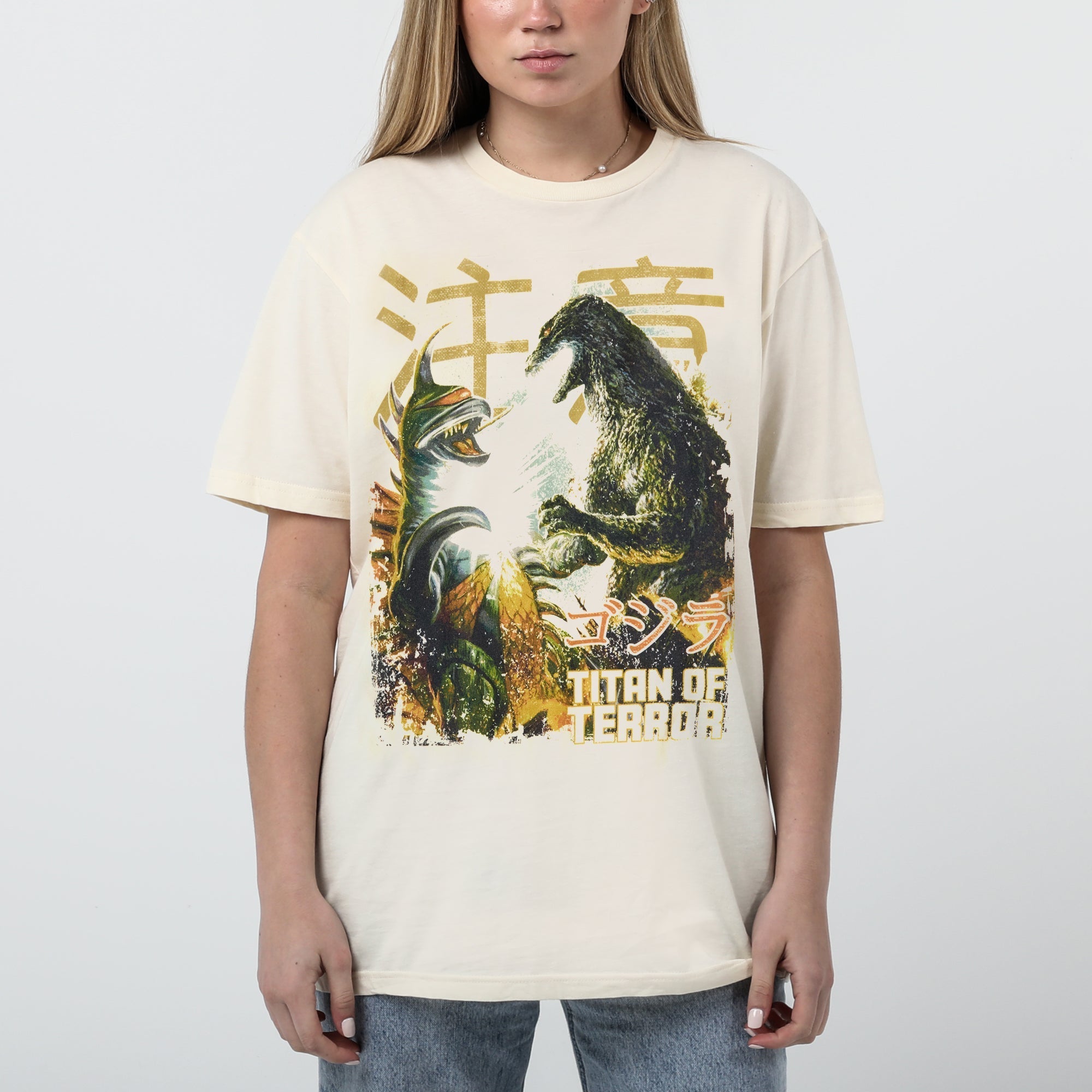 Vintage Godzilla & Gigan Titan Of Terror Natural Tee Hoodie, Sweatshirt | CiraTrend.com (Image 3)
