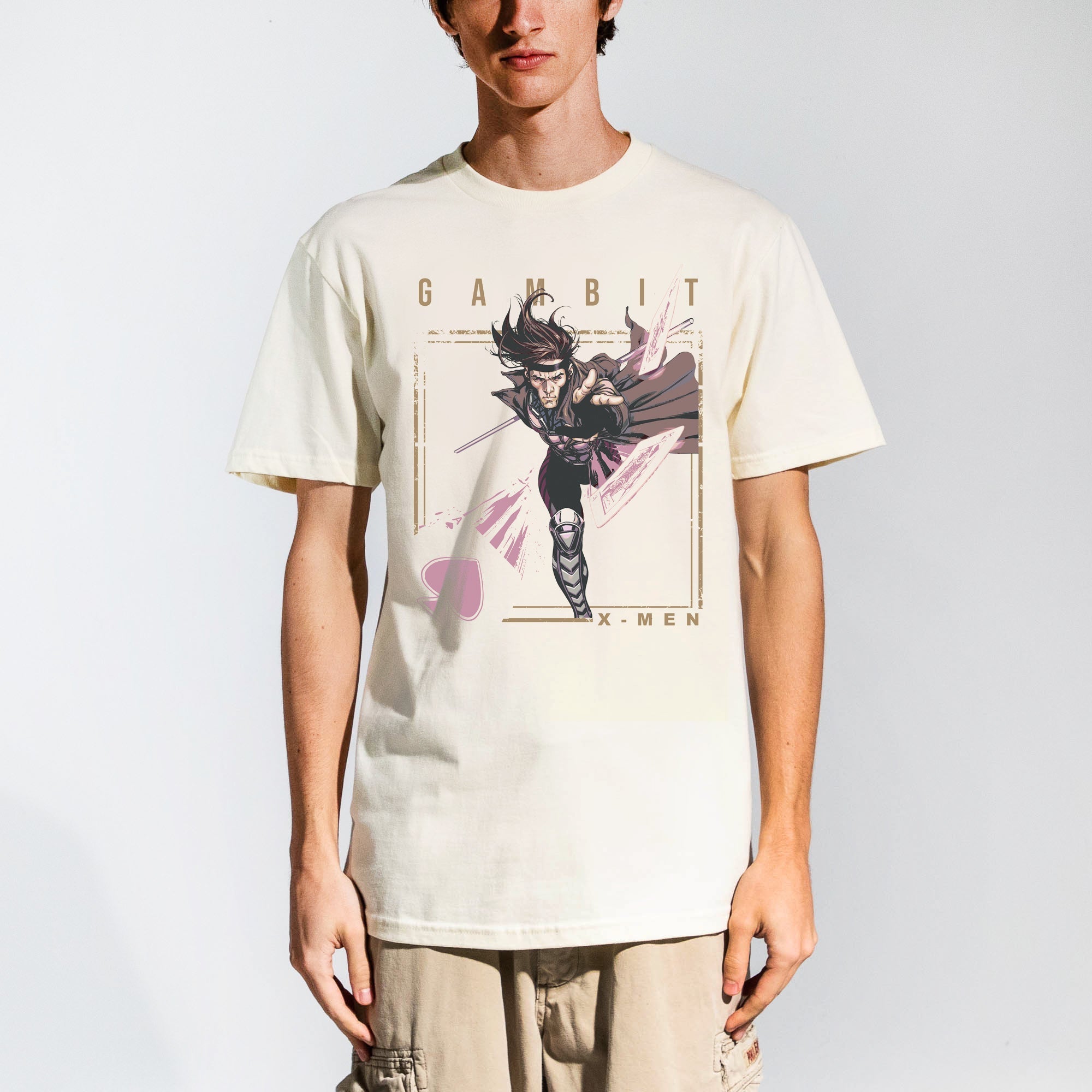 X-Men Gambit Throwing Aces Natural Tee Hoodie, Sweatshirt | CiraTrend.com (Image 2)