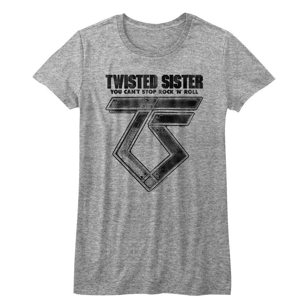 Twisted Sister Juniors S S Can'T Stop Rock'N'Roll Heather Gray Heather T-Shirts, Hoodie, Sweatshirt