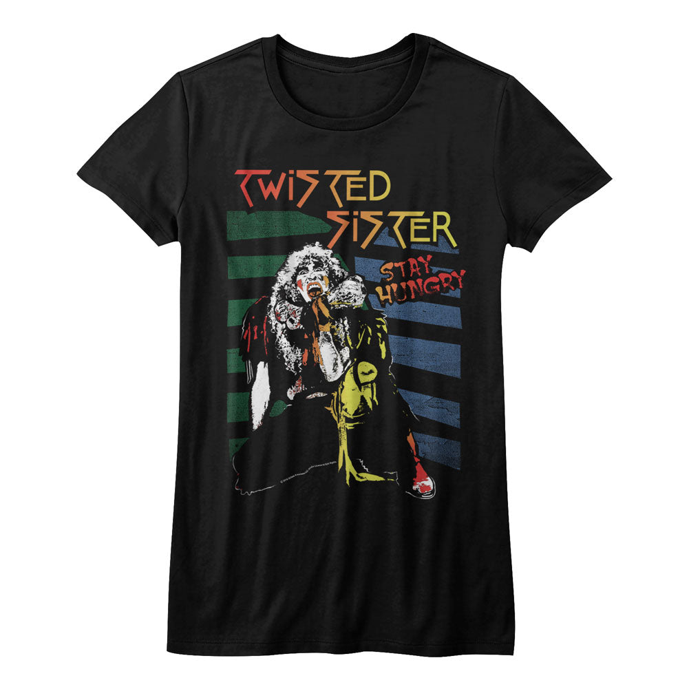 Twisted Sister Girls Juniors S/S T-Shirt - Stay Hungry - Solid Black Hoodie, Sweatshirt | CiraTrend.com