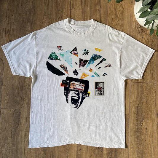 RETRO Ã¢â‚¬ËœTURBOGRAFX 16Ã¢â‚¬â„¢ HEAD EXPLOSION PROMO WHITE T-SHIRT