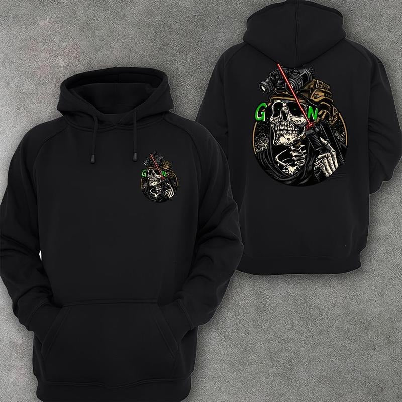 Tactical Skull Shirt - Night Vision Military Graphic Pullover - Dark Gothic Streetwear Oversized Shirt for Men & Women