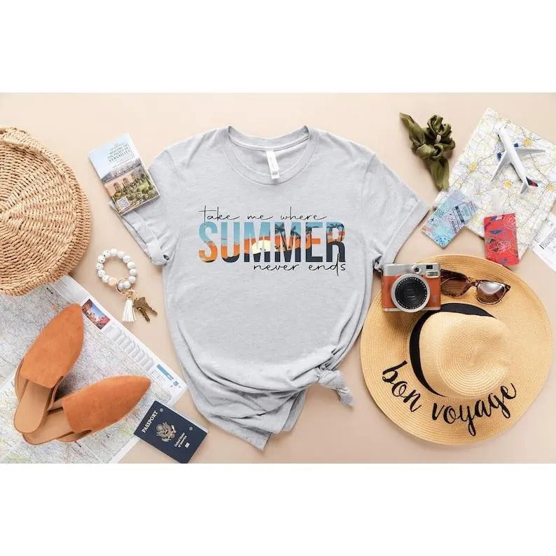Take Me Where Summer Never Ends Tees,Summer Tee, Summer Mom Shirt,Retro Summer Shirt,Hello Summer Shirt, Summer Vibes...
