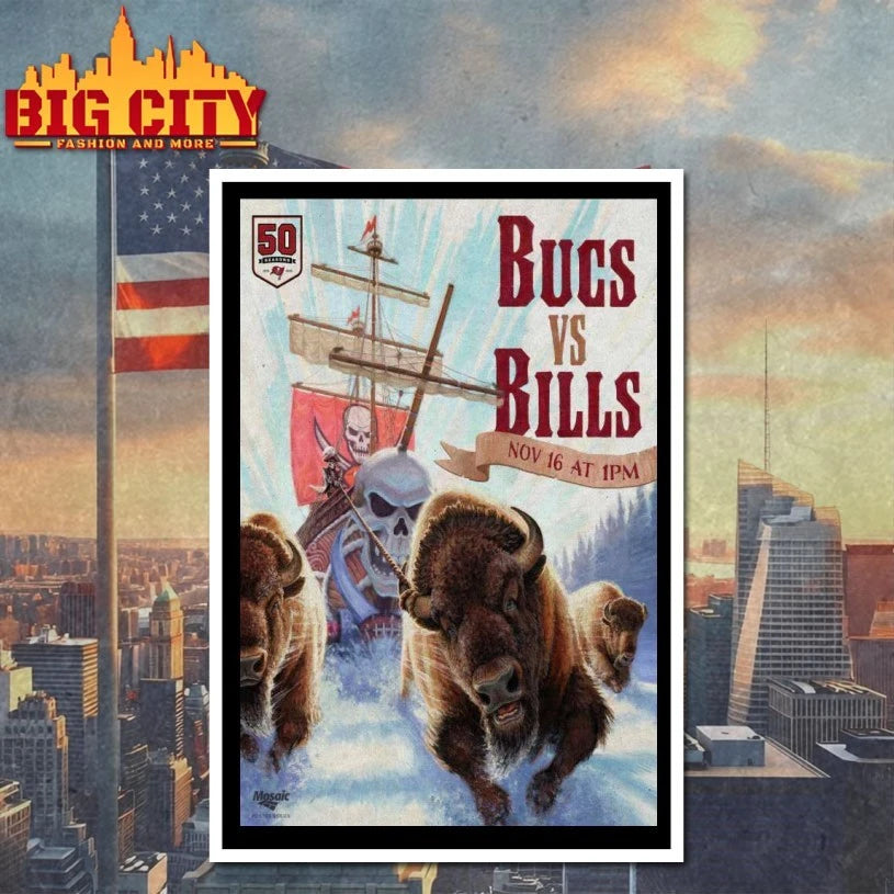 Tampa Bay Buccaneers vs Bills 50 Seasons 1976-2025 Nov 16 2025 Poster shirt