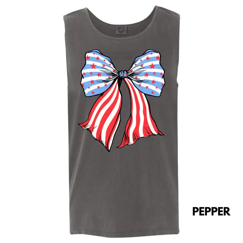 Tank Top - Bow-tiful Stars & Stripes Comfort Colors Tank Top 'NLB' T-Shirts, Hoodie, Sweatshirt | CiraTrend.com