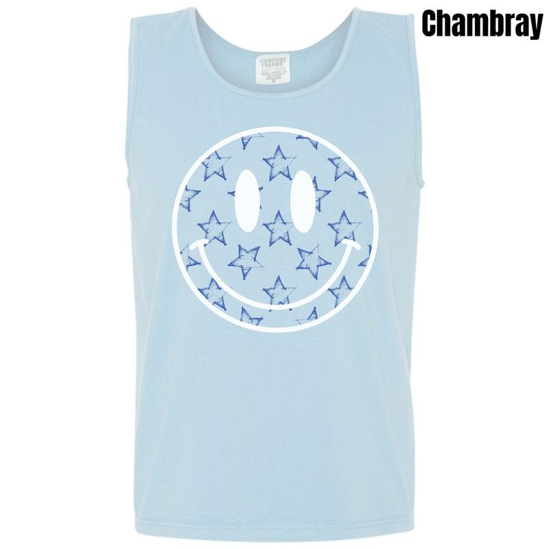 Tank Top - Faded Stars Happy Face Comfort Colors Tank Top 'NLB' T-Shirts, Hoodie, Sweatshirt | CiraTrend.com