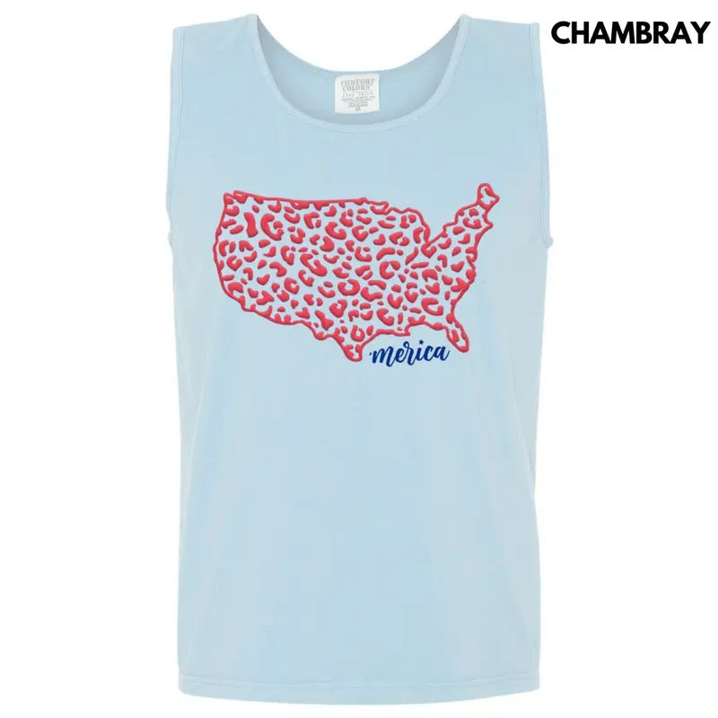 Tank Top - Leopard United States Puff Comfort Colors Tank Top T-Shirts, Hoodie, Sweatshirt | CiraTrend.com