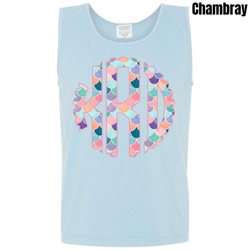 Tank Top - Mermaid Monogram Comfort Colors Tank Top 'NLB' T-Shirts, Hoodie, Sweatshirt | CiraTrend.com