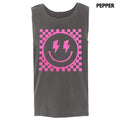 Tank Top - Pink PUFF Checkered Happy Face Comfort Colors Tank Top T-Shirts, Hoodie, Sweatshirt | CiraTrend.com
