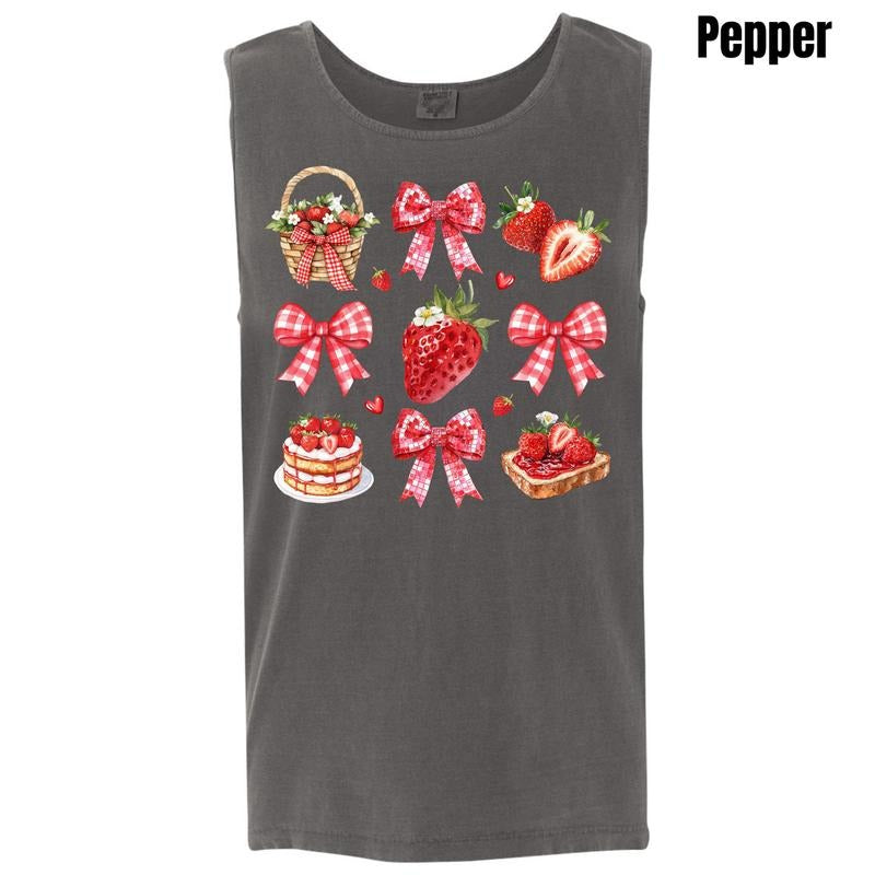 Tank Top - Red Berry Bow Collage Comfort Colors Tank Top 'NLB' T-Shirts, Hoodie, Sweatshirt | CiraTrend.com