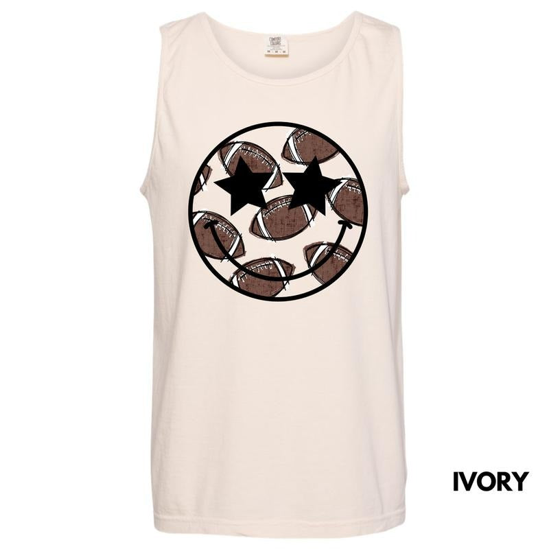 Tank Top - Sketched Football Happy Face Comfort Colors Tank Top 'NLB' T-Shirts, Hoodie, Sweatshirt | CiraTrend.com