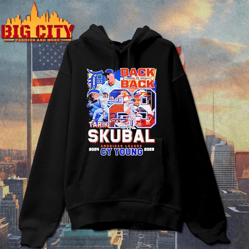 Tarik Skubal Detroit Tigers 2024 2025 American League Cy Young Back To Back Shirt