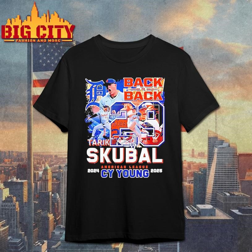 Tarik Skubal Detroit Tigers 2024 2025 American League Cy Young Back To Back Shirt