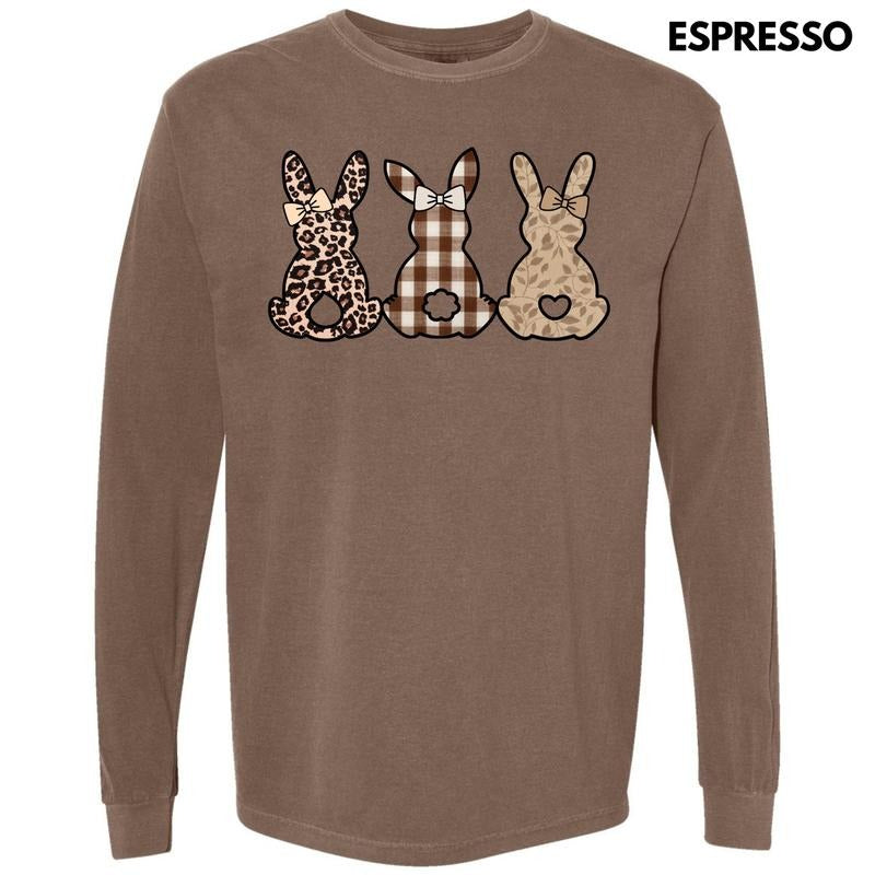 Taupe Pattern Bunnies Long Sleeve Comfort Colors T-Shirt 'NLB' Hoodie, Sweatshirt | CiraTrend.com