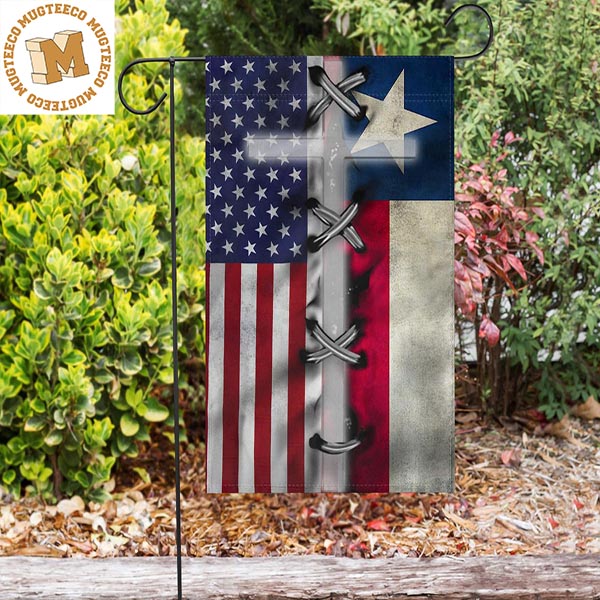 Taxas And USA Flag 4th Of July Patriot Cross USA Flag 2 Sides Garden House Flag