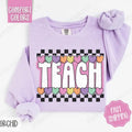 Teach Candy Hearts Comfort Colors Sweatshirt, Teacher Crewneck, Valentine Women's Sweater T-Shirts, Hoodie | CiraTrend.com