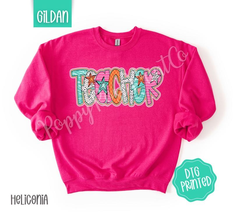 Teacher Doodle Sweatshirt, Cute Women's Sweater, Trendy Polka Dot Crewneck, Gift for Her T-Shirts, Hoodie | CiraTrend.com