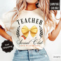 Teacher Social Club Shirt Comfort Colors, Teacher Pencil Bow Tshirt, Gift For Teacher Hoodie, Sweatshirt | CiraTrend.com
