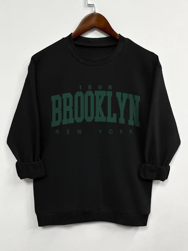 Teen Girl's Letter Print Crew Neck Sweatshirt, Casual Long Sleeve Pullover for Daily Wear, Clothing for All Seasons...