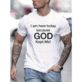 Tees For Men, 'God Kept Me' Print T Shirt, Casual Short Sleeve Tshirt For Summer Spring Fall, Tops As Gifts Made in USA...