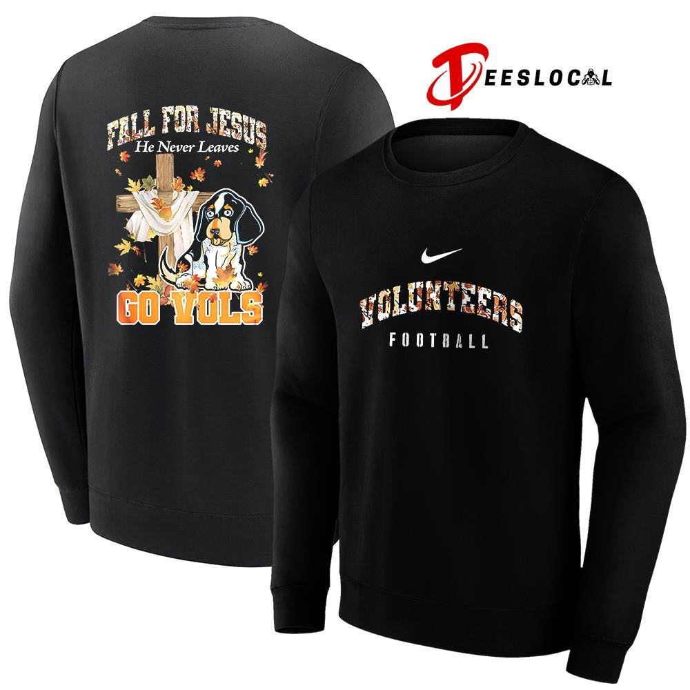 Tennessee Volunteers x fall for Jesus he never leaves mascot shirt
