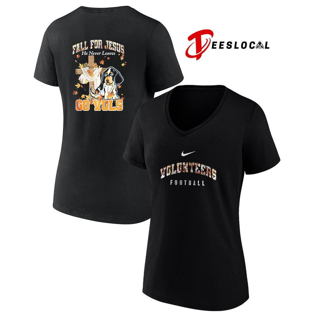 Tennessee Volunteers x fall for Jesus he never leaves mascot shirt