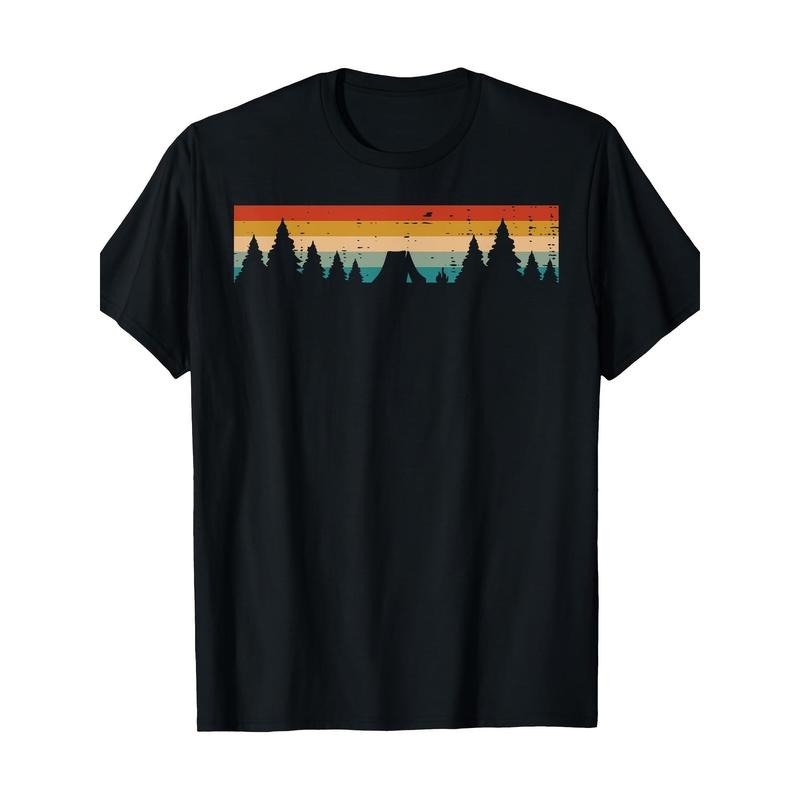 Tent Tree Sunset Vintage Nature Camping Men's T-shirt -100% cotton Made in USA Hoodie, Sweatshirt | CiraTrend.com
