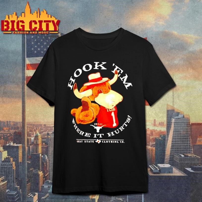 Texas Longhorns Hook Em Where It Hurts Mascot Shirt