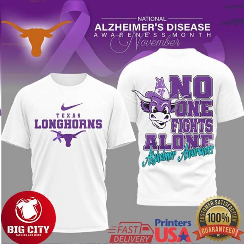 Texas Longhorns NCAA Alzheimer Awareness November Two Sided Shirt