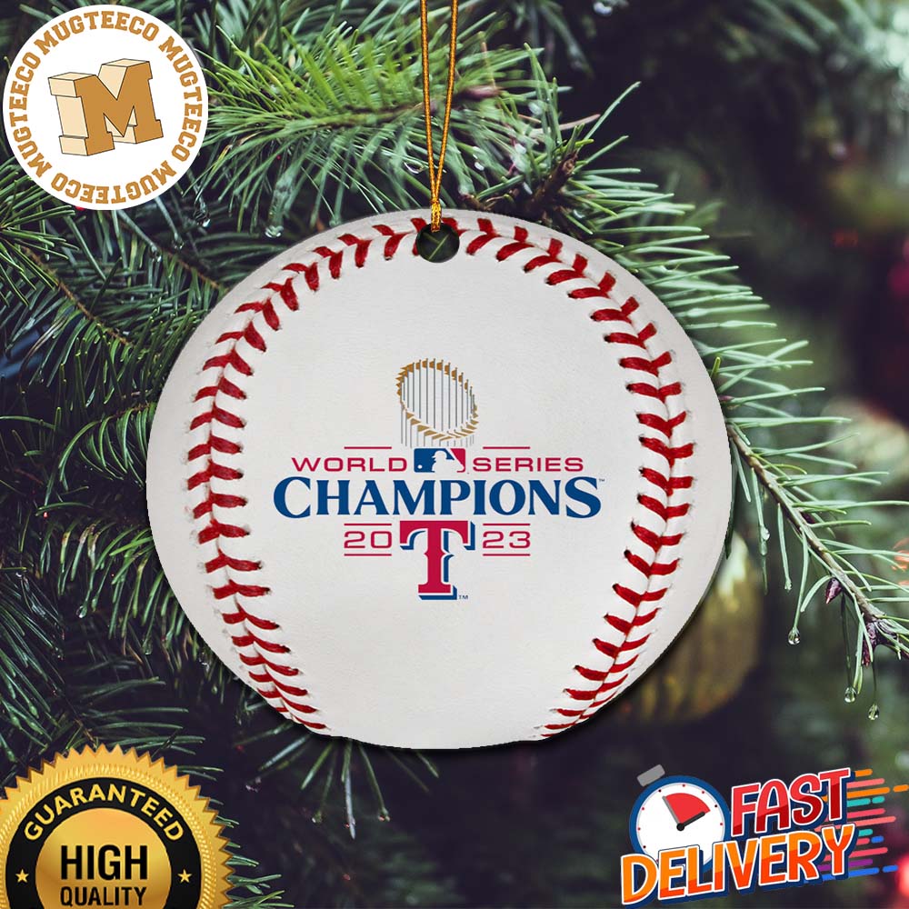 Texas Rangers 2023 World Series Champions Logo Rawlings Baseball Christmas Tree Ornament