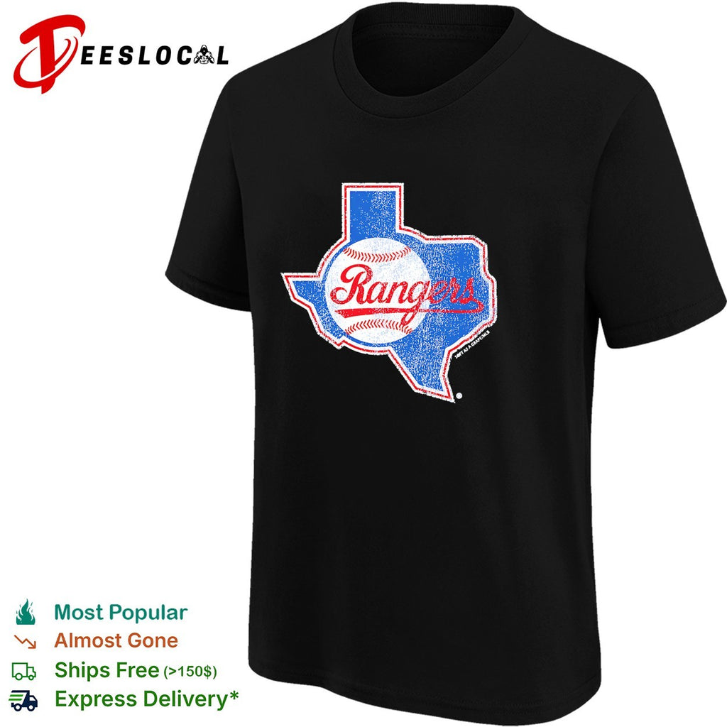Texas Rangers baseball Texas map shirt