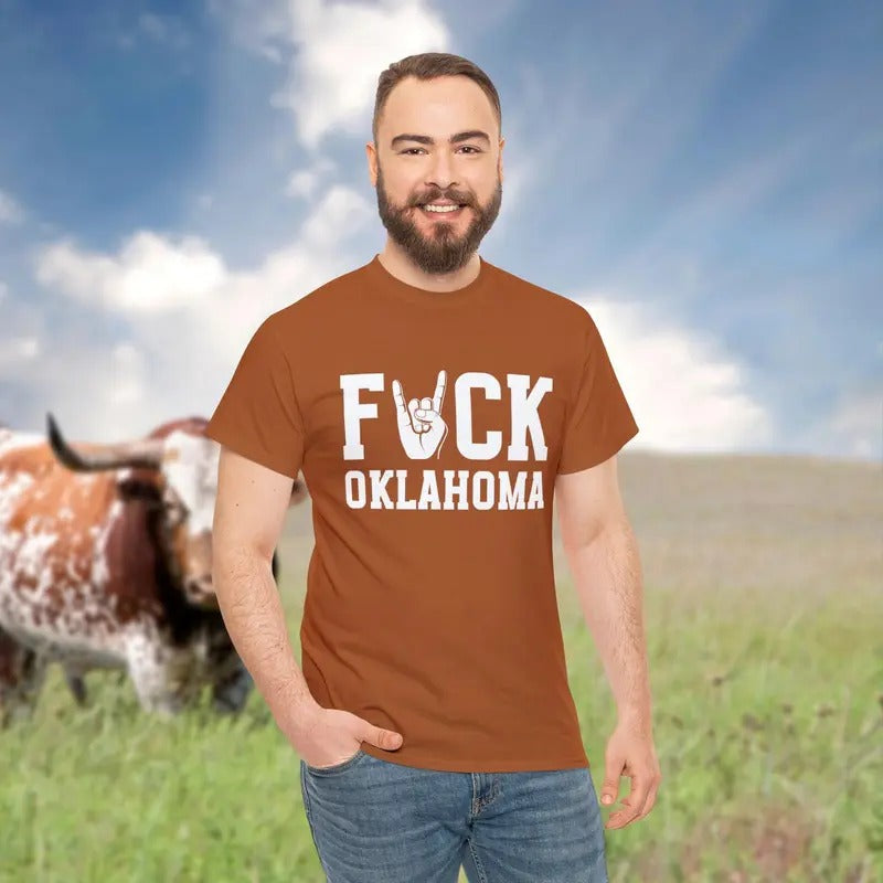 Texas Shirt Fck Oklahoma Shirt Texas Tailgate Apparel Texas Gift Cotton Menswear Hoodie, Sweatshirt | CiraTrend.com