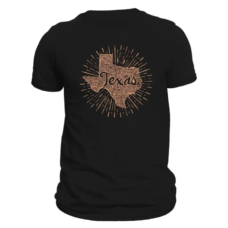 Texas State Men's T-Shirt Casual Crewneck Cotton Classic Design with Text and Map Print Hoodie, Sweatshirt | CiraTrend.com