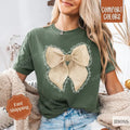 Thankful Bow Shirt Comfort Colors, Coquette Thanksgiving Tshirt,  Women's Fall Tee