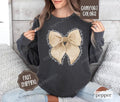 Thankful Bow Sweatshirt Comfort Colors,  Thanksgiving Sweater Womenswear,  Holiday Crewneck T-Shirts, Hoodie | CiraTrend.com