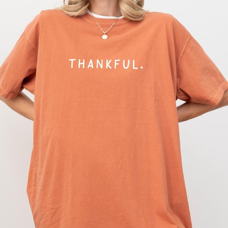 Thankful Comfort Colors Shirt, Thanksgiving Graphic Tee, Retro Fall Season Unhinged Tees, Autumn Oversized T-shirt,...