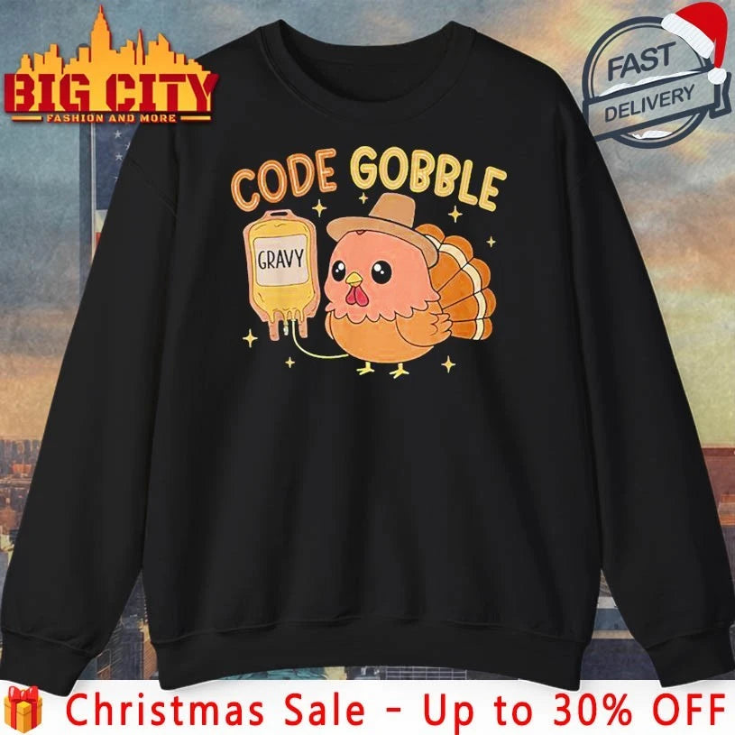 Thanksgiving Nurse Code Gobble Funny RN CNA shirt