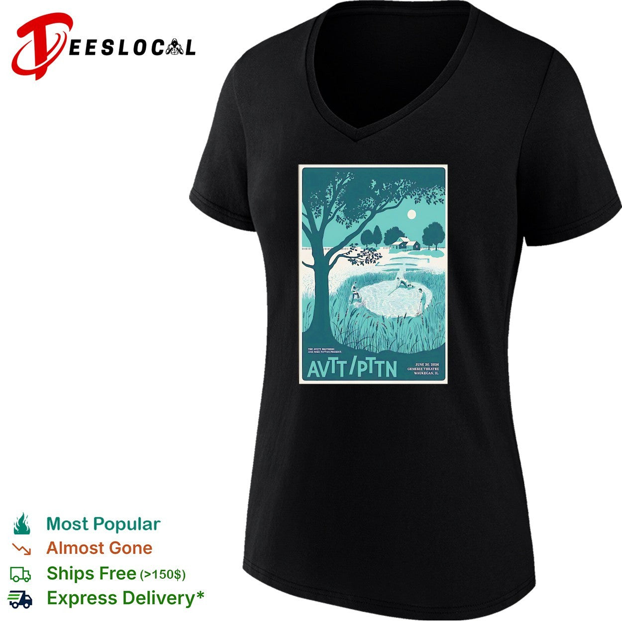 The Avett Brothers and Mike Patton AVTT PTTN teal poster shirt