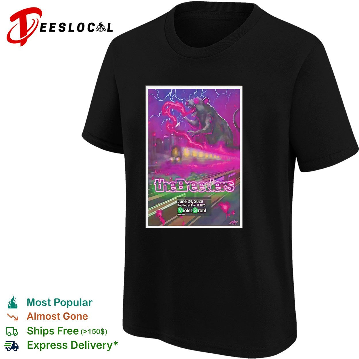 The Breeders June 24 2026 Pier 17 concert shirt