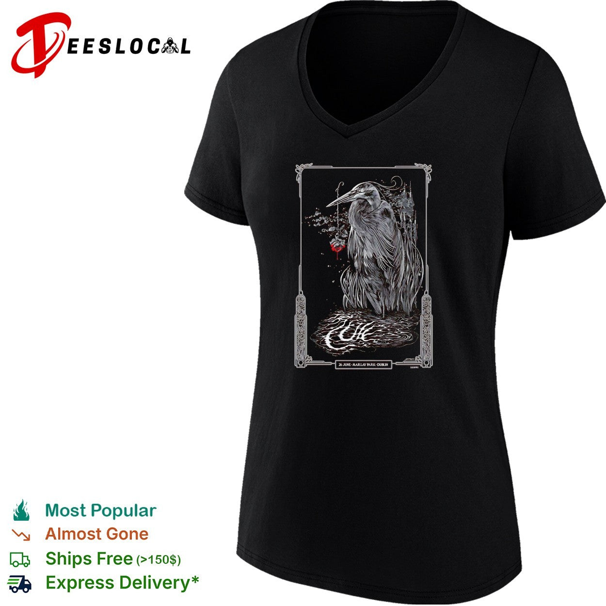 The Cure 26 June Marlay Park Dublin concert poster shirt
