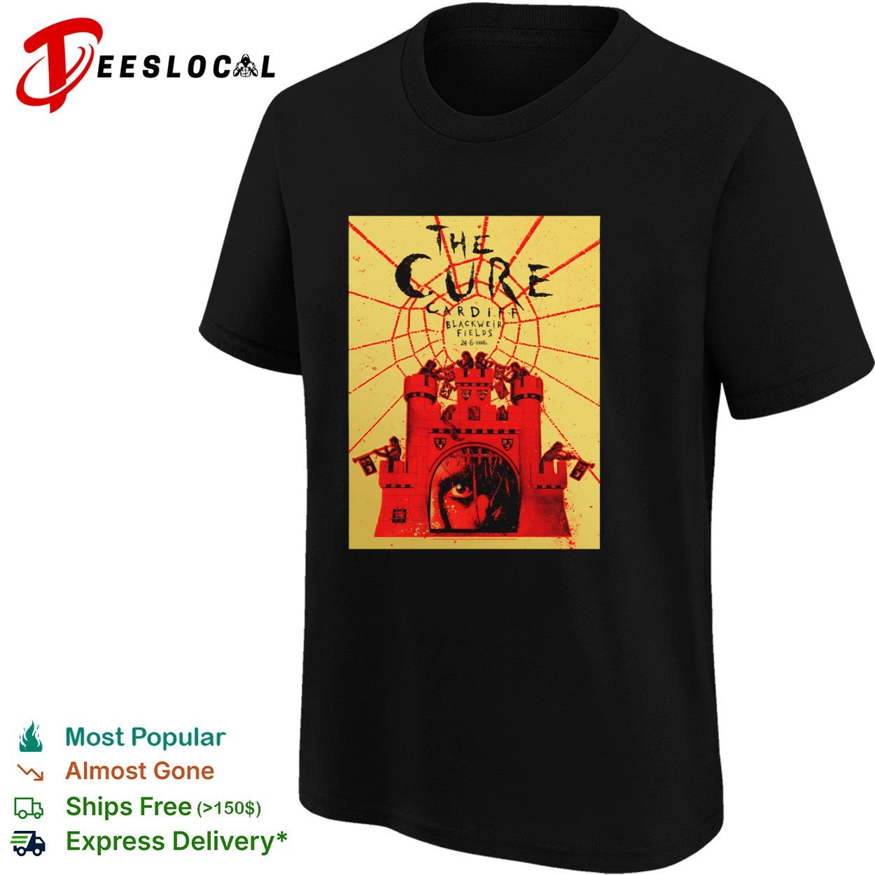 The Cure Cardiff Blackweir Fields 2026 concert poster shirt