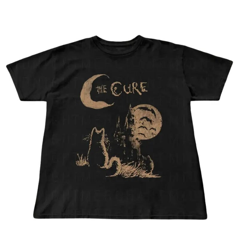 The Cure Gothic Cat T-Shirt - 90s Alt Indie Rock -  Cat Lover gifts, the cure fan gifts