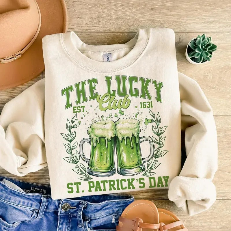 The Lucky Club Shirt, St. Patrick's Day Green Beer, Irish Pub Design, Lucky St. Patrick's Day Shirt, Fun and Festive Tee...
