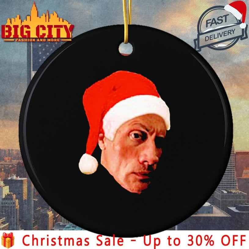 The Rock Santa Hat eyebrow raise face Christmas shirt