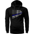 Thin Blue Line Flag Warped Design Police Lives Hoodie Sweatshirt Cotton Fabric Adjustable Breathable Drawstring Kangaroo...