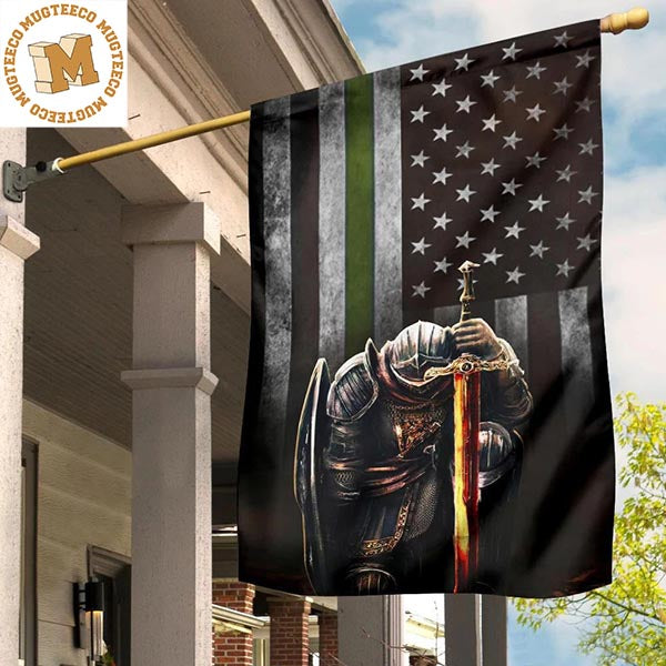 Thin Green Line Flag Knight Templar Flag Patriot Outside House Decor 2 Sides Garden House Flag
