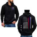 Thin Red & Blue Line Vertical Brushed Flag Police Hoodie Sweatshirt Cotton Fabric T-Shirts | CiraTrend.com