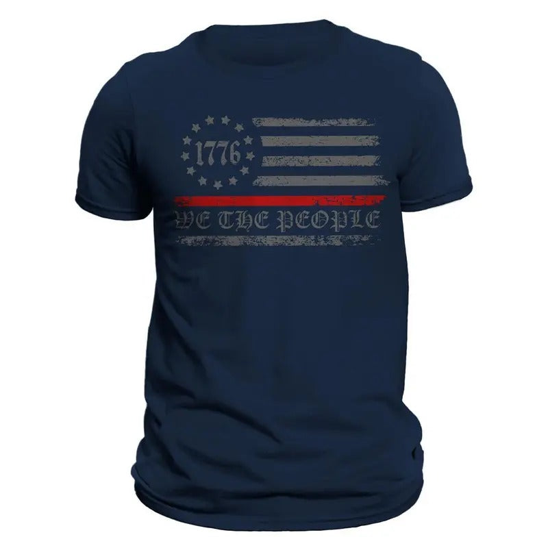 Thin Red Line Flag We The People 1776 Firefighter Men's T-Shirt Hoodie, Sweatshirt | CiraTrend.com