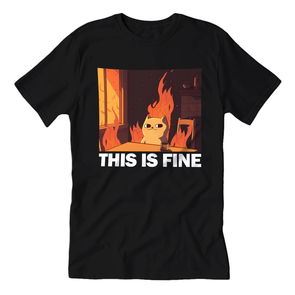 This Is Fine Cat T-Shirt Hoodie, Sweatshirt | CiraTrend.com (Image 1)
